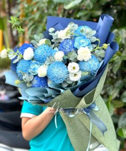 Bó Hoa Cúc Mẫu Đơn Xanh Dương 3 - BH067