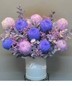 Giỏ Hoa Cúc Mẫu Đơn Tím - GH034