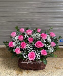 Giỏ Hoa Hồng Sen - GH050