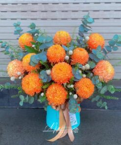 Hộp Hoa Cúc Mẫu Đơn Cam - GH068